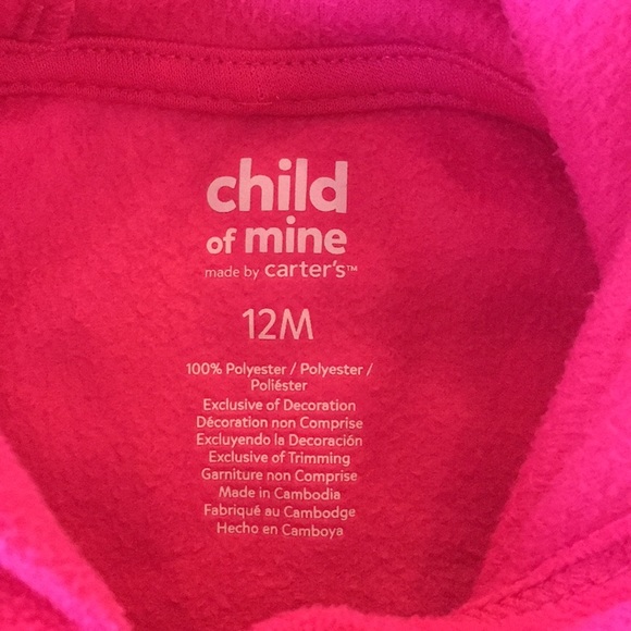 Child of Mine by Carter’s Hot Pink Fleece Hoodie - Picture 5 of 9
